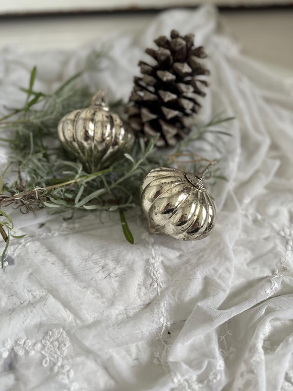 Christmas balls Christmas tree balls drops silver glass glass vintage glass balls