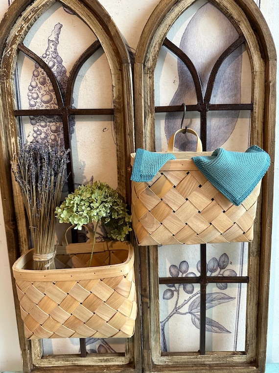 Bamboo Basket Hanging Basket Wicker Basket Baskets Storage Vintage