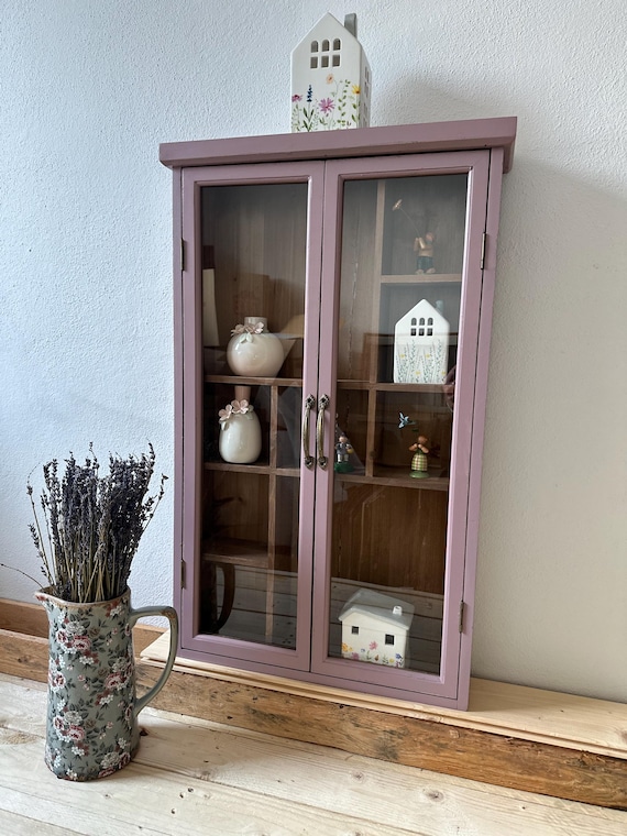 Display cabinet, hanging display cabinet, glass display cabinet, furniture, chest of drawers, cupboard, antique finish