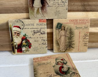Coaster tiles made of tumbled marble in a set of 4 pieces