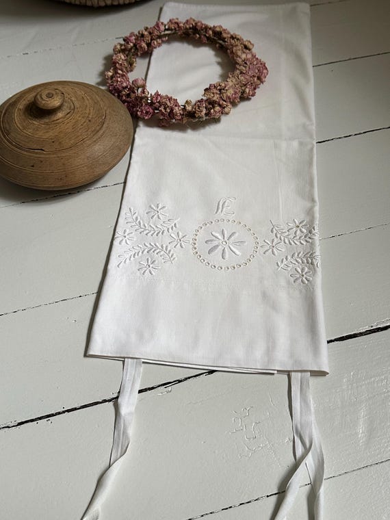 White linen pillows pillowcases vintage shabby