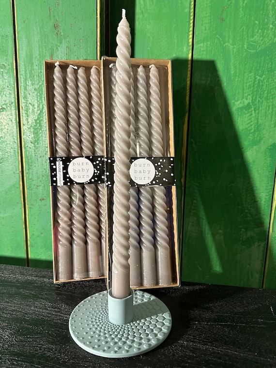 Candles stick candles twisted gray pack of 4
