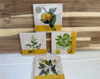 Coaster tiles made of tumbled marble in a set of 4 pieces