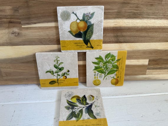 Coaster tiles made of tumbled marble in a set of 4 pieces