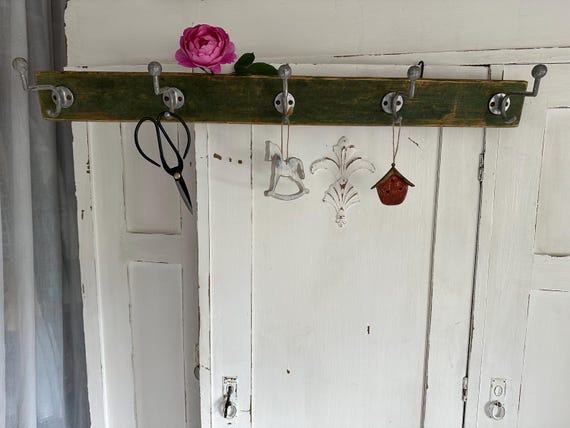 Hook rail coat rack wooden rail old wood