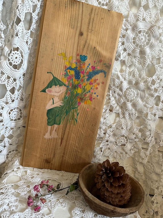 Picture mural hand painting handcraft old wood painting wooden board