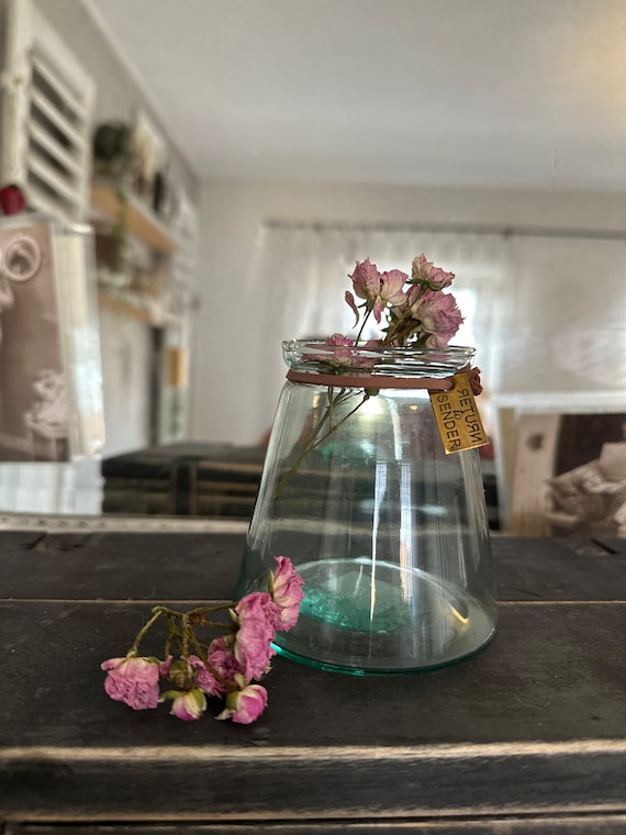 Vase glass vases glass vintage recycled glass green glass