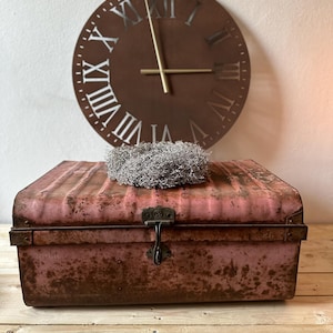 Old antique suitcase metal suitcase vintage storage iron suitcase industrial style