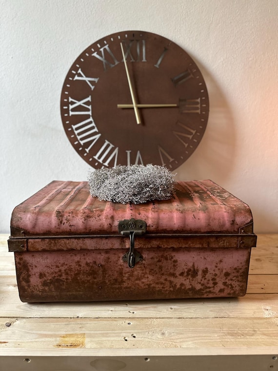 Old antique suitcase metal suitcase vintage storage iron suitcase industrial style