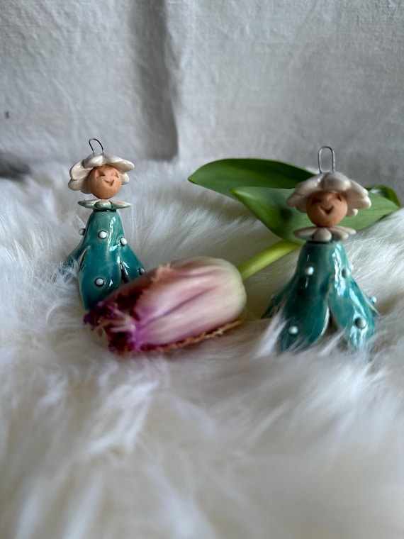 Flowers ceramic figures vintage handmade art ceramic decoration garden stake garden decoration