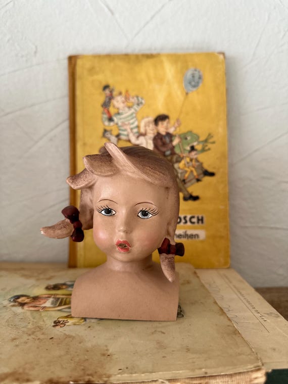 Doll head decoration antique finish decorative head mannequin head vintage