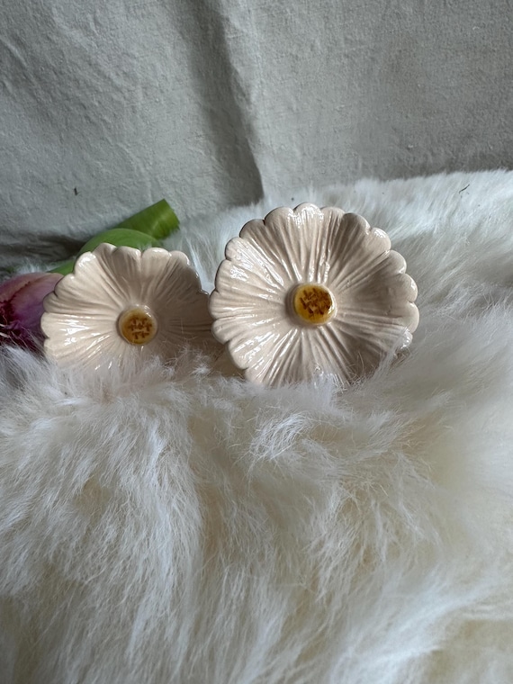 Flowers ceramic flowers vintage handmade art ceramic decoration garden stake garden decoration