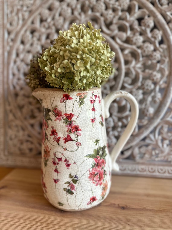 On old on antique jug ceramic jug decoration vintage