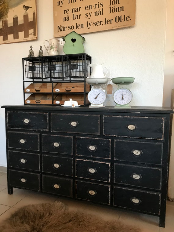 Chest of drawers furniture industrial style wooden chest of drawers black antique finish furniture