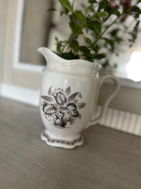Old antique jug vase ceramic vintage ceramic jug Swedish Gefle
