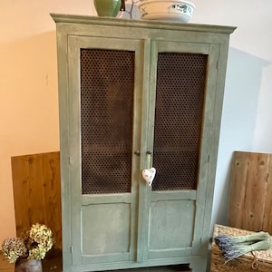 Linen cupboard wardrobe antique finish furniture cupboard vintage shabby image 1