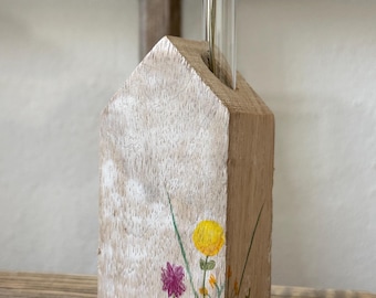 Decorative house wooden house vintage decorative vase country house style hand-painted wooden house with test tube
