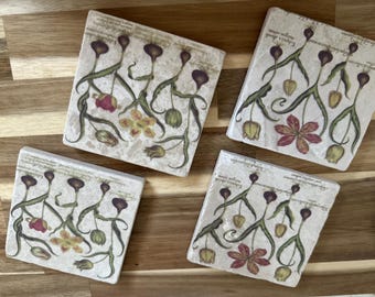 Coaster tiles made of tumbled marble in a set of 4 pieces