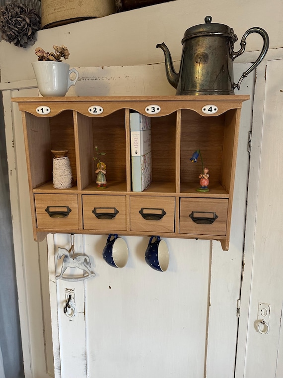 Shelf wall shelf kitchen shelf antique finish vintage hook rail memo wall