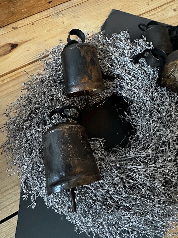 Old antique iron bell, vintage decor, shabby chic