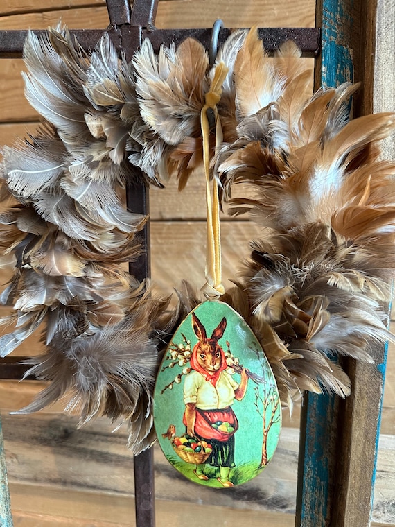 Metal Easter pendant, Easter decoration, vintage Easter egg