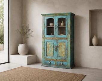 Cabinet, kitchen cabinet, kitchen sideboard, display cabinet, furniture, vintage, antique finish, wooden cabinet