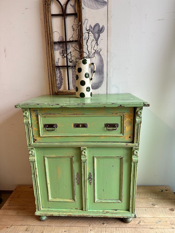 Antique chest of drawers, refurbished, old patina, vintage shabby chic cabinet