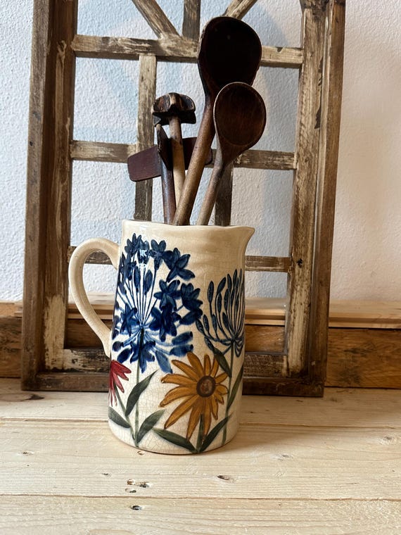 Jug ceramic jug decoration vintage Swedish pattern water jug
