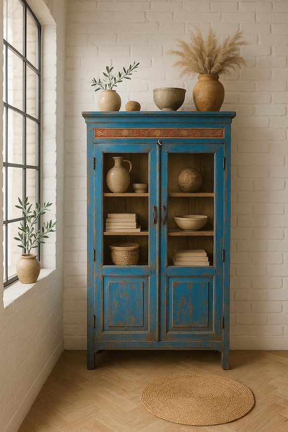 Cabinet Display Cabinet Chest of Drawers Sideboard Display Cabinet Furniture Glass Display Cabinet Shelf Cabinet Antique Finish