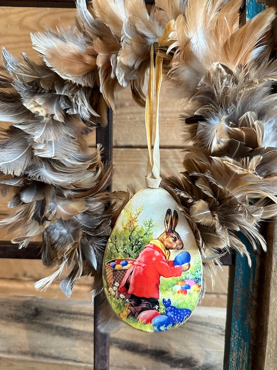 Metal Easter pendant, Easter decoration, vintage Easter egg