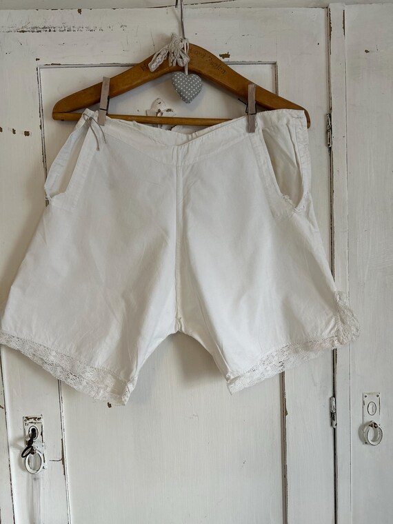 Old antique white linen underpants decoration vintage