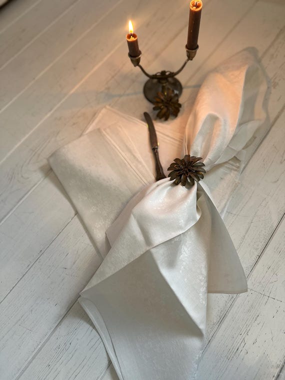Napkins, cloth napkins with embroidery, old antique style, linen, home textiles, 7 pieces in a set, damask