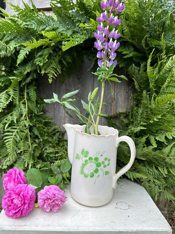Old antique jug ceramic Swedish Geffle vintage ceramic jug
