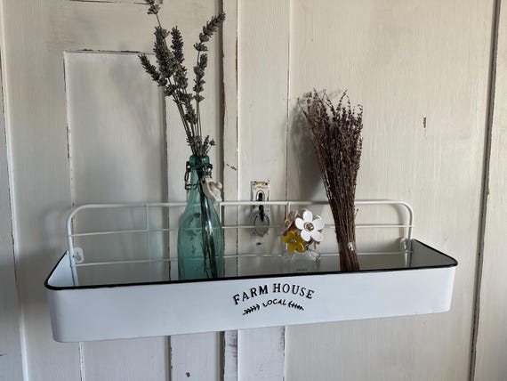 Shelf made of white enamel bathroom shelf soap dish storage bowl hanging bowl enamel decoration garden shabby