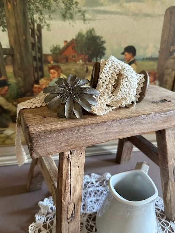 Crochet lace with wooden spool Handmade lace Wooden spool with crochet lace