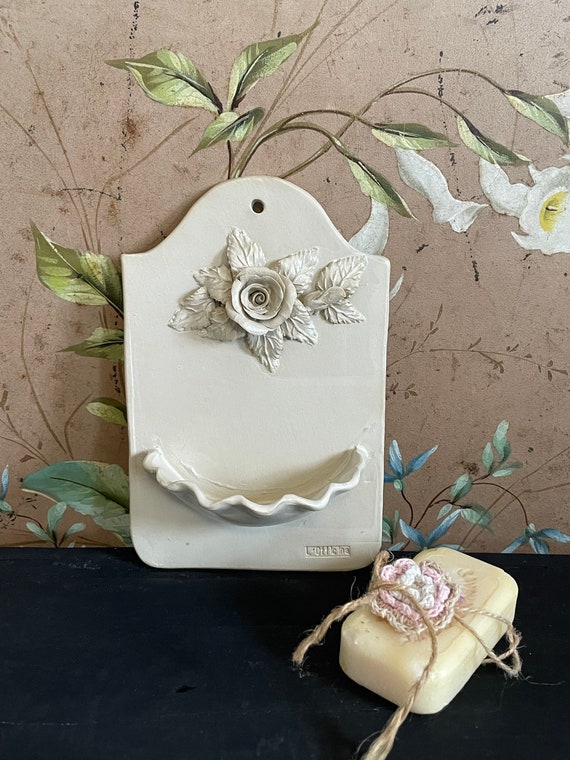 Soap dish ceramic vintage handmade Italian ceramics