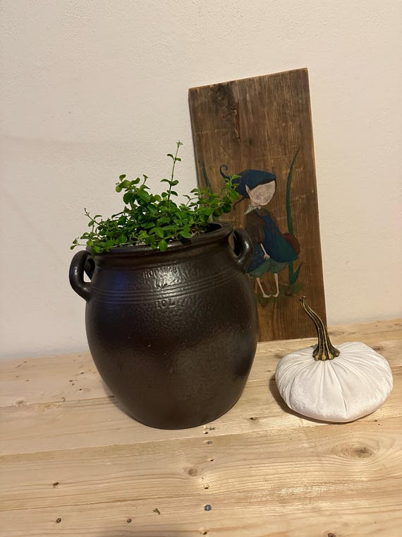 Old antique jug ceramic clay jug vase decoration vintage Höganäs Swedish