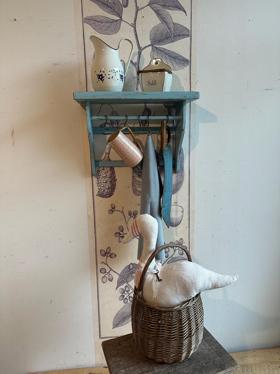 Shelf Organizer with 5 Hooks Kitchen Shelf Hook Rail Vintage Industrial Style
