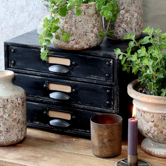Drawer shelf made of iron industrial style cabinet shelf sorting shelf vintage shabby antique finish