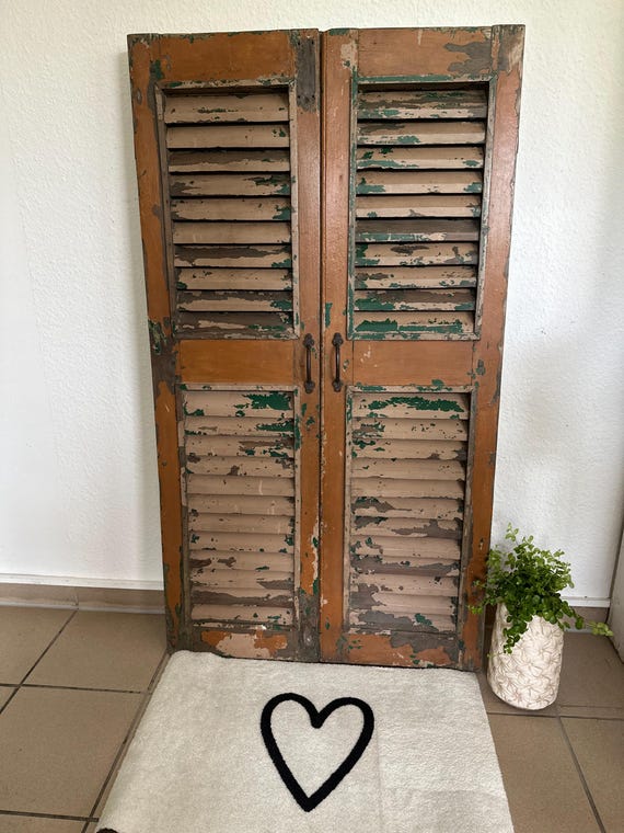 Old antique shutters wardrobe decoration vintage shabby