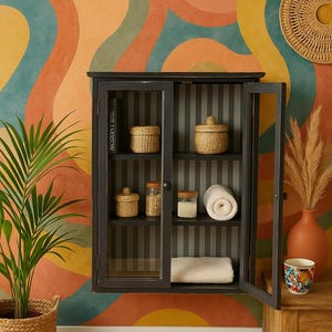 Vitrine Vitrinenschrank Hängevitrine Glasvitrine Möbel Kommode Schrank antik finish
