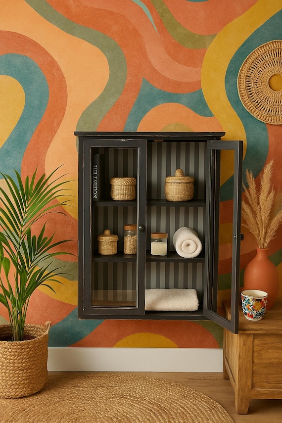 Display cabinet, hanging display cabinet, glass display cabinet, furniture, chest of drawers, cupboard, antique finish