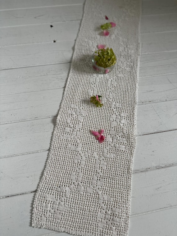 Crochet blanket tablecloth handmade runner blanket