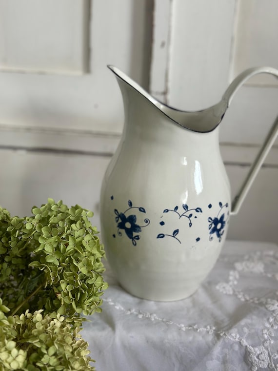 Enamel jug jug enamel jug vintage antique finish