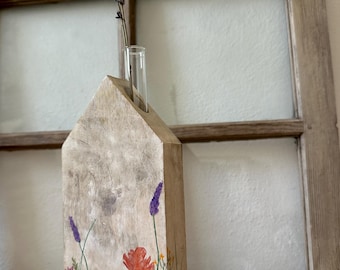 Decorative house wooden house vintage decorative vase country house style hand-painted wooden house with test tube