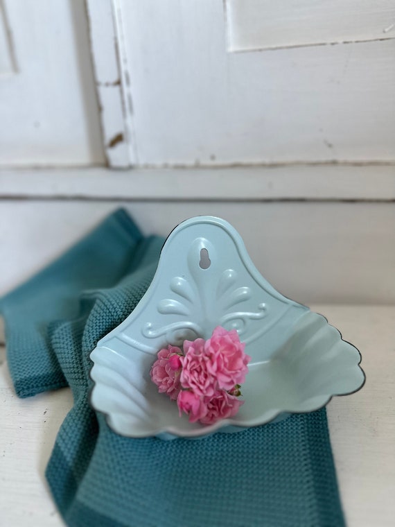 Soap dish enamel decorative garden shabby antique finish