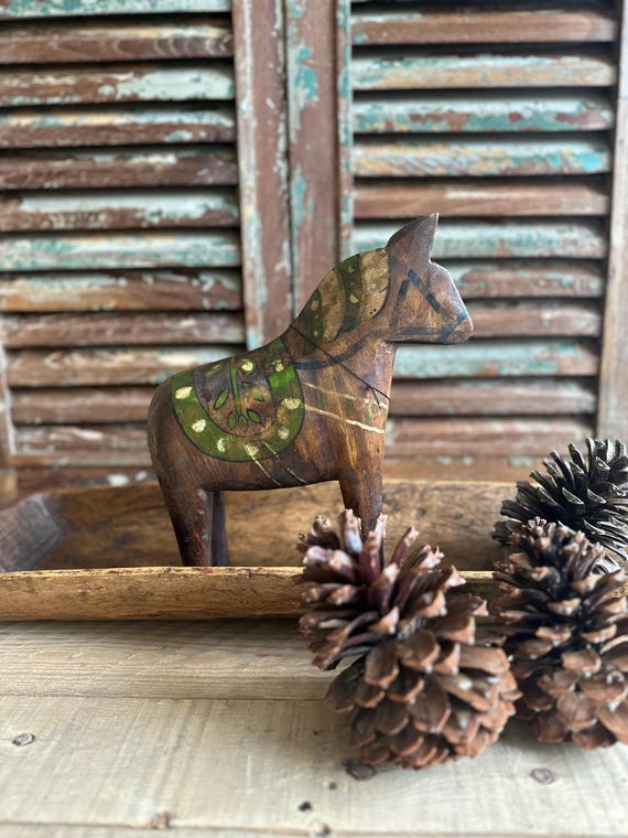 Dala horse antique finish decorative horse wooden horse vintage Sweden