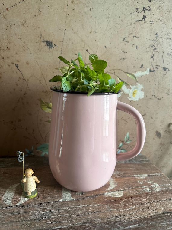 Jug Enamel jug Enamel pitcher Vintage milk jug