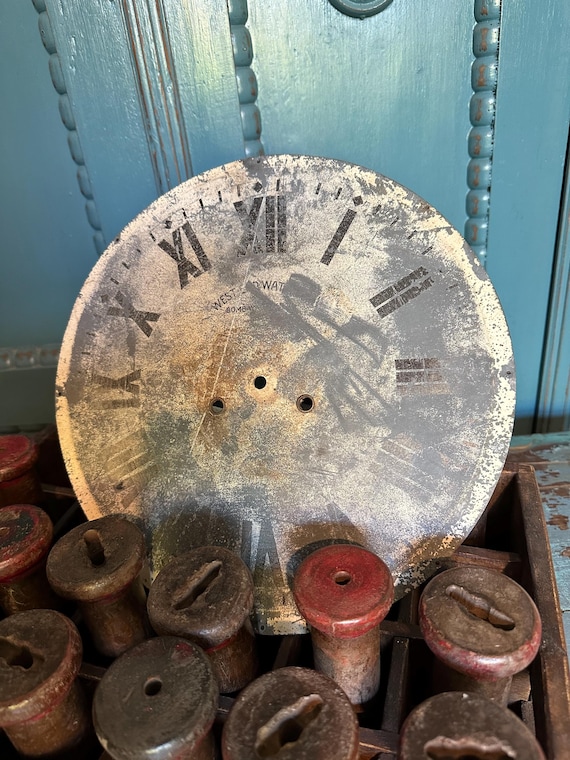 Old clock face decoration vintage clock face antique finish metal sign