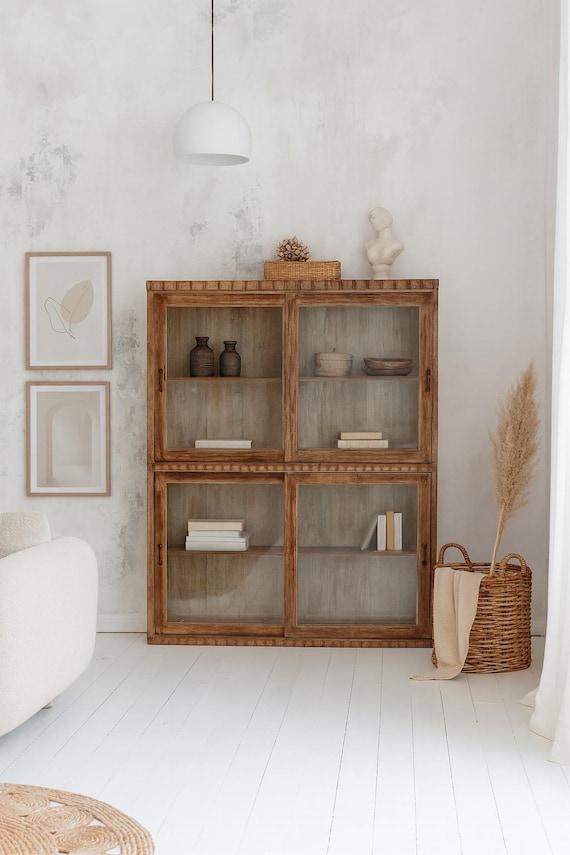 Display cabinet cupboard kitchen cabinet kitchen buffet display cabinet furniture vintage antique finish wooden cabinet